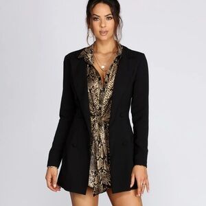 Windsor Classic Black Button Tailored Slim Fitted Flattering Blazer Size XS